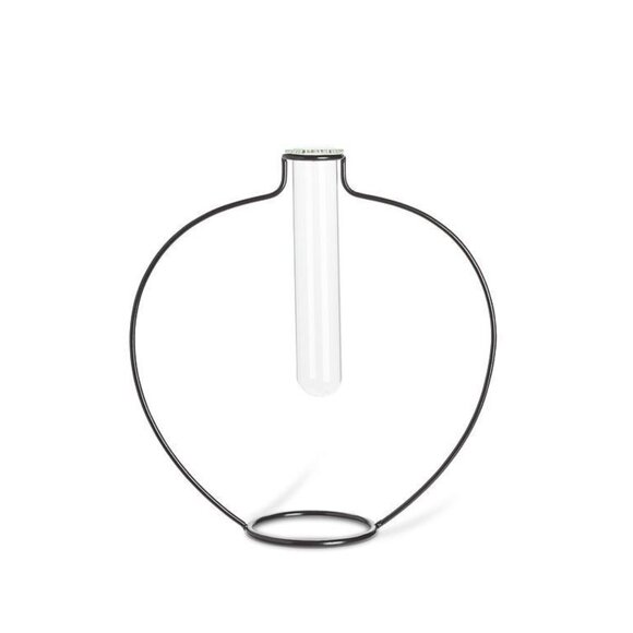 Abbott Collection - Wide Shape Frame Metal & Glass Vase - Picture 4 of 6